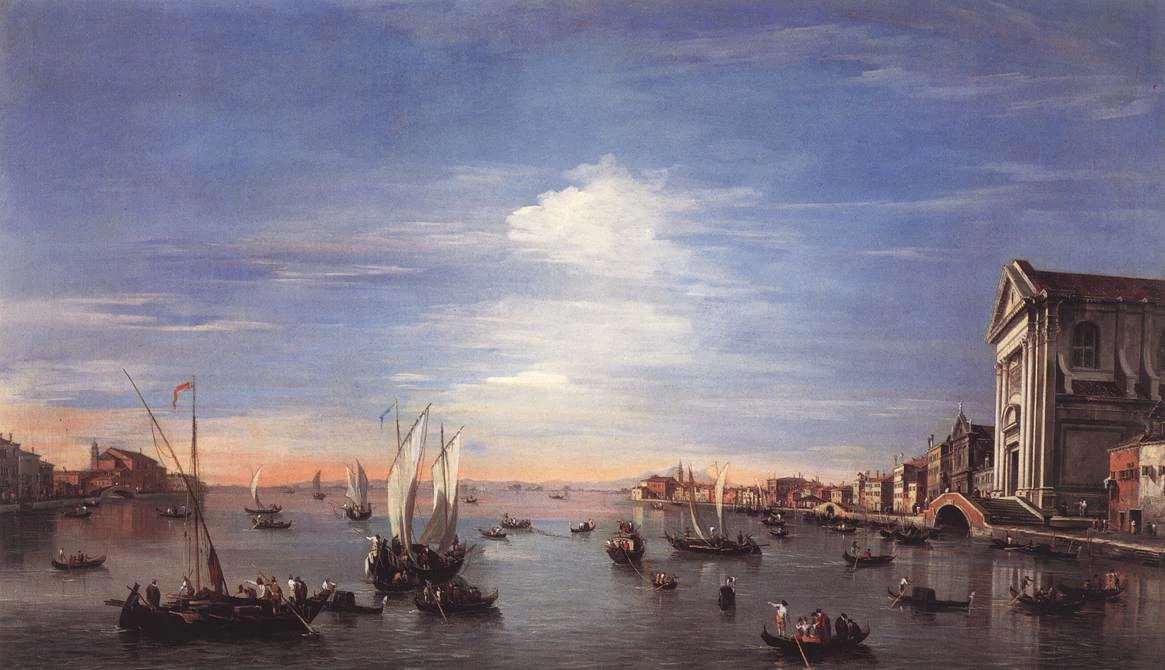 Il Canale della Giudecca con la chiesa delle Zitelle